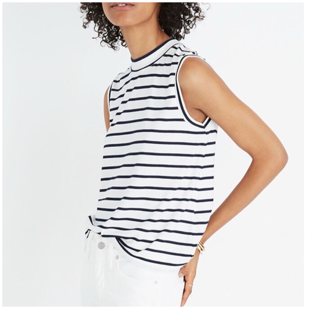 Madewell Mock Neck Striped Tank XXS